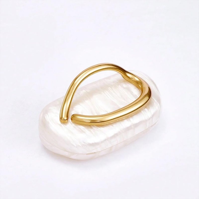 CUXVA Acrylic Clutch Purse for Women Classic Round Acrylic Evening Handbag Vintage Metal Handlebars Bag for Wedding Party Prom - Image 5